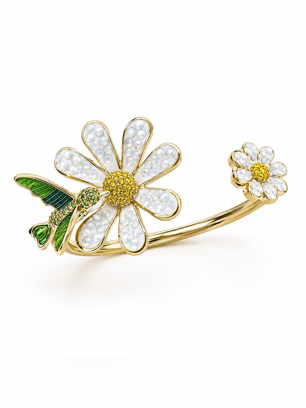 Kate spade inspiredGold Hummingbird & Daisy Cuff Bracelet